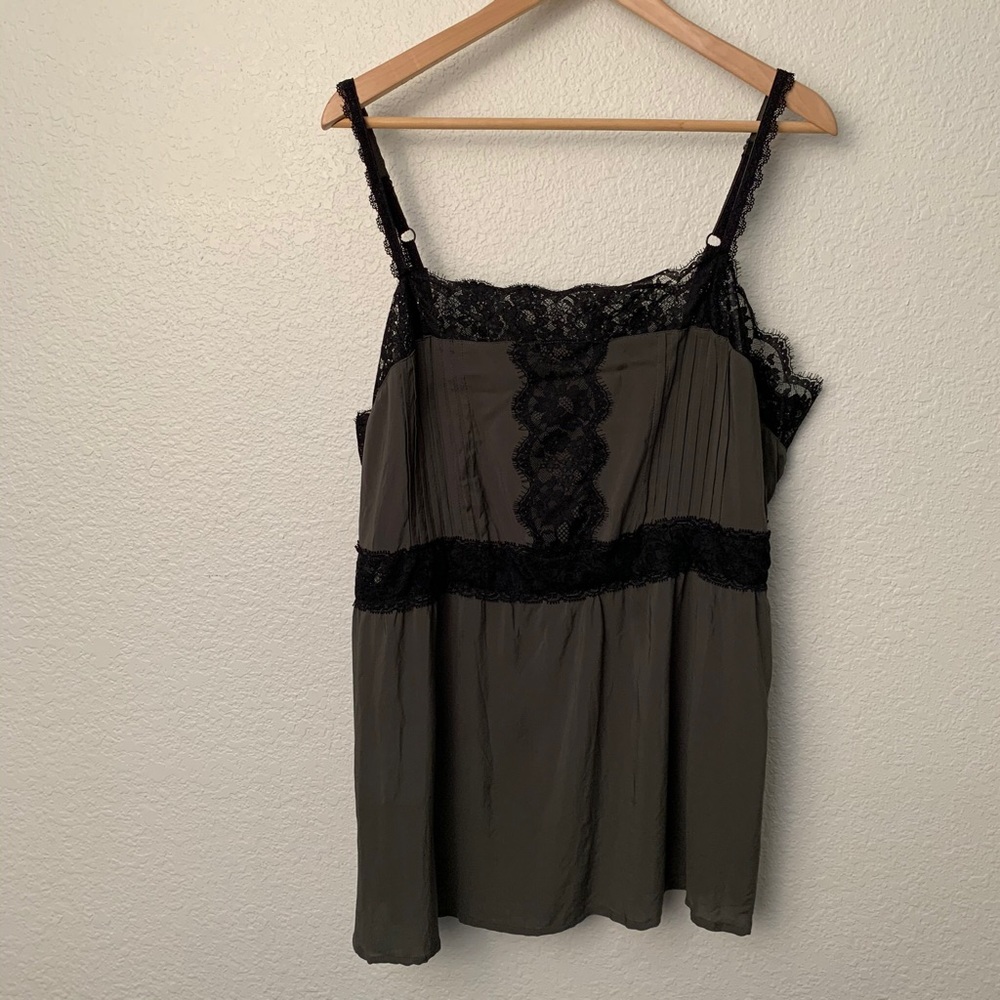 Torrid Lace and Pleated Tank Camisole in Olive